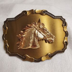 VTG Framed Horse Head Belt Buckle 1978 Raintree - 3D Retro Western Southwestern